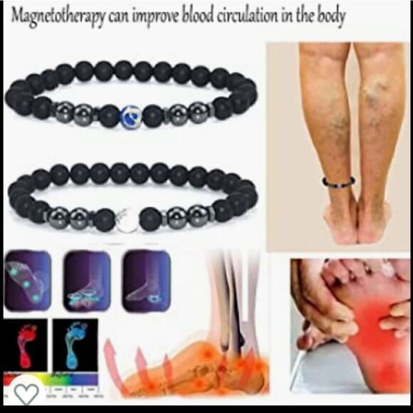 Anti swelling black obsidian stretch stone bracelet. - Picture 4 of 8